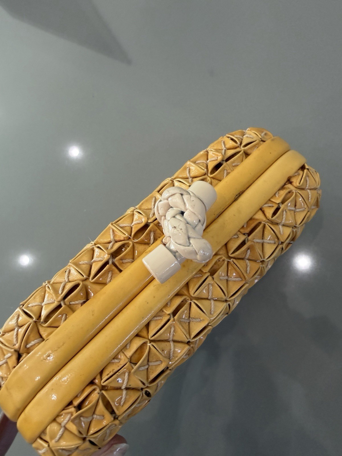 Bottega Veneta Knot- embellished Leather Yellow  Bag Clutch Limited Edition thumbnail 2