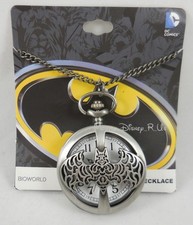 New DC Comics Batman Filigree Bat Logo Pocket Watch Pendant Necklace