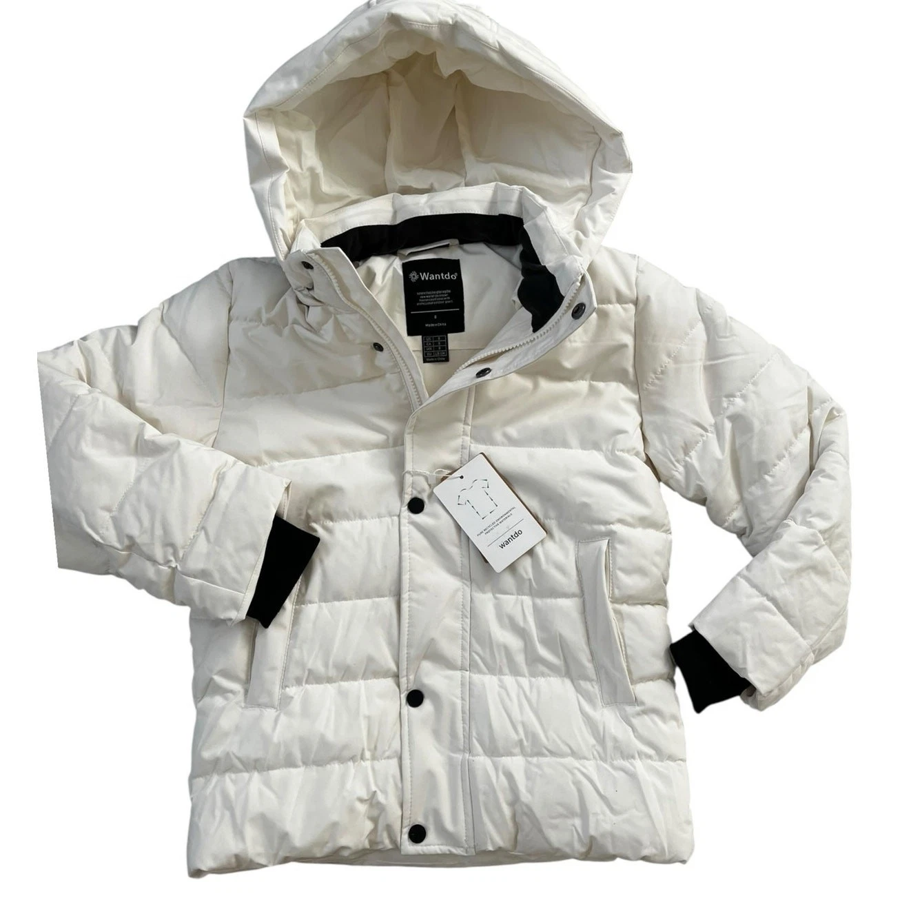 Wantdo White Puffer Hooded Coat Snow Jacket | Kids 8 NWT