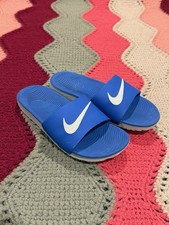 YOUTH Sz 4Y Nike Kawa Slide Sandals 'Game Royal, Bone, Slate' 819352-400