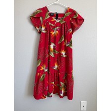 Vintage Royal Creations Hawaiian Dress Sz Medium Red Tropical Made in USA Resort