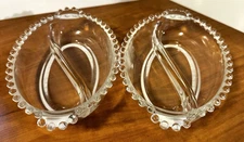 Imperial Glass Candlewick Oval Divided Relish Dish Tab Handles 2 Section (2)