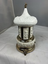 Broken Reuge Capodimonte Porcelain Musical Lipstick Cigarette Carousel Music Box
