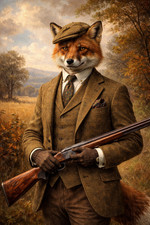 Fox Hunting Shooter Hunter Countryside Gun Poster Print Framed Canvas Wall Art