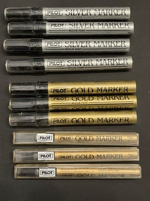 Pilot Gold & Silver Paint Markers Lot 10 XF & Medium Sealed Japan Oil Based
