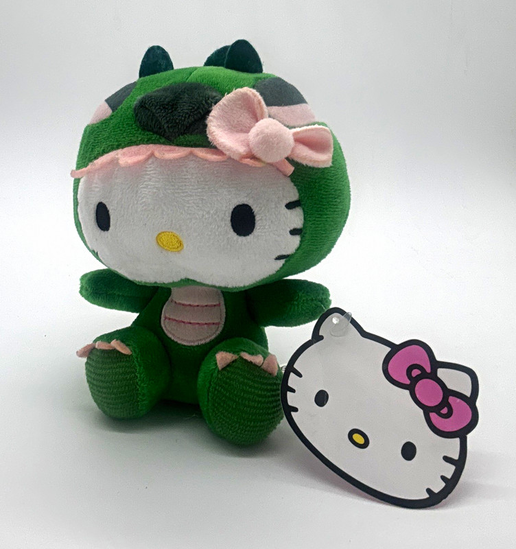 Sanrio Hello Kitty Green Dinosaur Costume Plush Stuffed Animal w/ Hang Tag