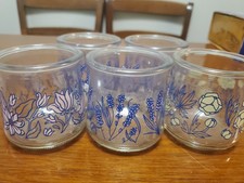 Oui Yogurt Jars Pink, Yellow Flowers Wheat Lot Of 5