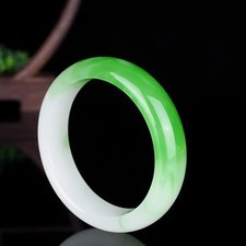 Certified Natural Grade Ice Light White Green Burmese Jade Jadeite Bracelet AAA+