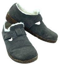 Earth Origins shoes Aurora Jade slip-on clogs Sz 8.5 gray suede fur lined