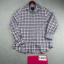 Egara Slim Fit Non Iron Stretch Shirt Blue Check Button Up Long Sleeve Mens