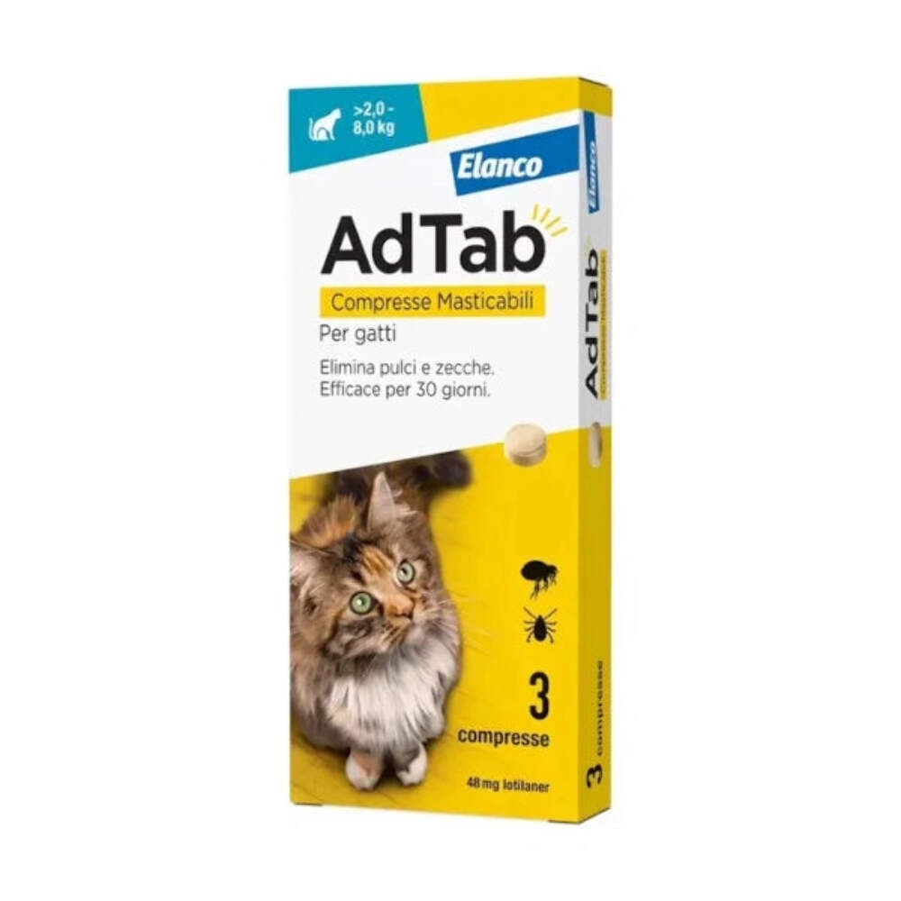 AdTab Compresse Masticabili Gatti 2-8kg 48mg - Elanco - Immagine 2