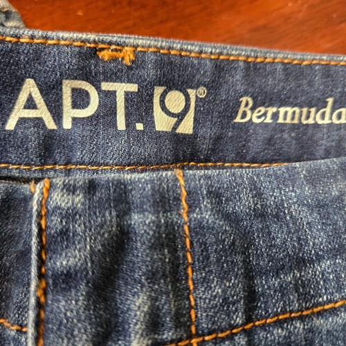 Apt. 9 dunkelmarinee Denim-Bermuda Stretch-Shorts für Damen Taschen Knopf & Reißverschluss Größe 12 - Bild 2 von 7