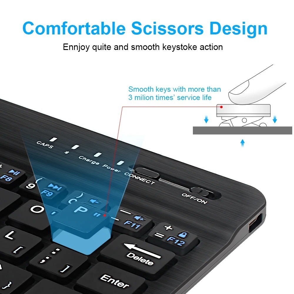 Bluetooth Wireless Keyboard Mini Keyboard for Laptop Tablet Phone iPad Again image 6