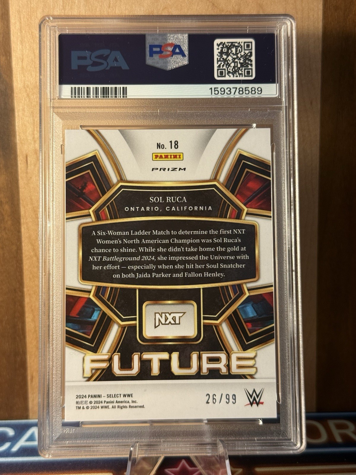 2024 Panini Select WWE - Select Future Red Prizm Sol Ruca #18 /99 PSA 10 view 3