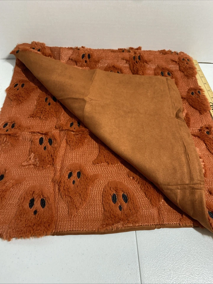 Set Of 2 Halloween Ghost Pillow Covers. Miulee Brand Burnt Orange. CUTE! 17”x17” - Image 3 of 4
