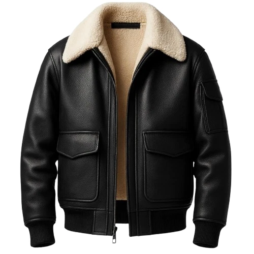 Men’s Black Shearling Aviator Jacket-real Leather Bomber Coat Fur Lined
Opens in a new window or tab