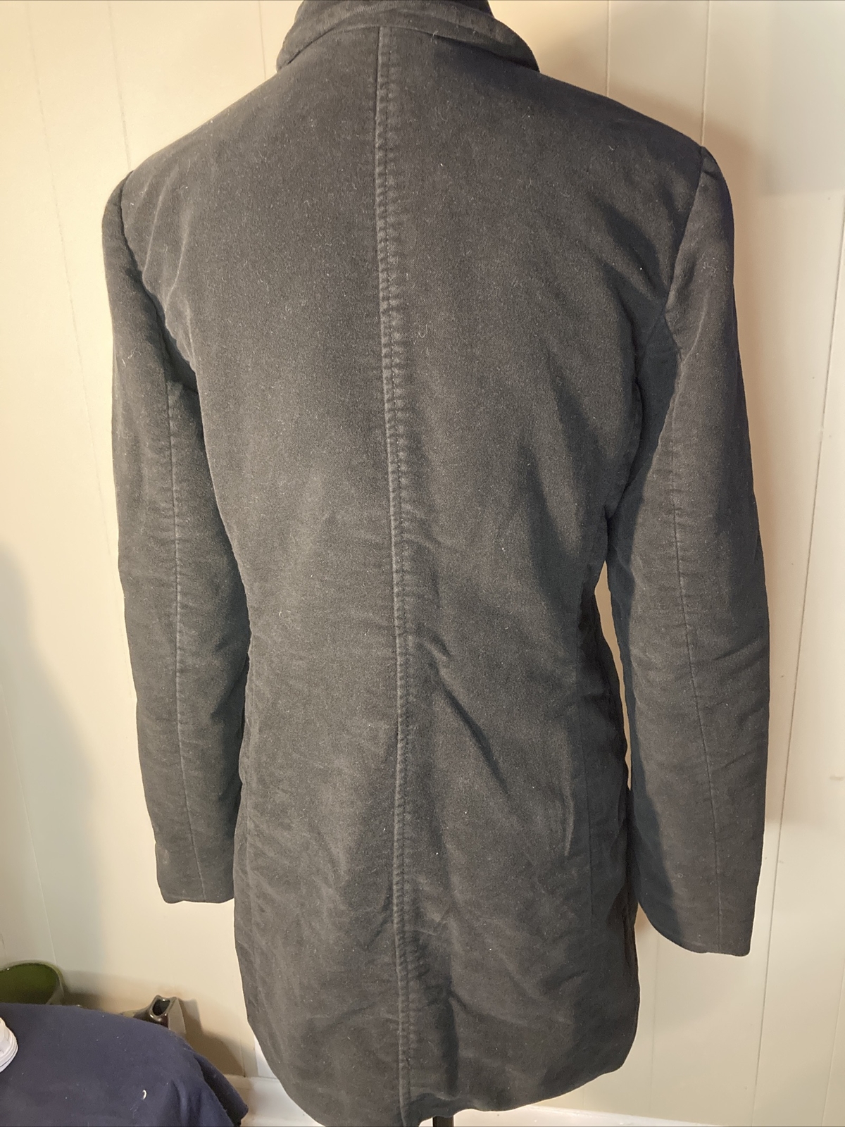 Zara Basic Midi Black Coat L EUC Side Pockets Lin… - image 5