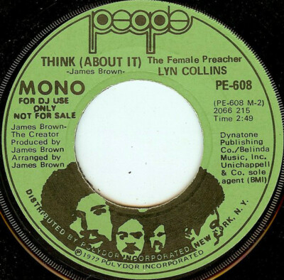 Lyn Collins - Think About It People PE-608 Promo Vinyl 45 7'' VG+  USA 1972 rare