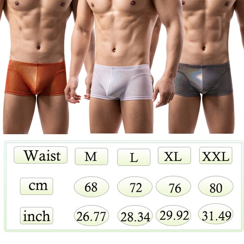 1/6PCS Sexy Mens Low Rise Trunks Shiny Boxer Briefs Shorts Bulge Pouch Underwear - Picture 3 of 66