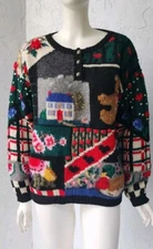 The Eagle's Eye Vintage 1989 Hand Knit Wool Grandma Novelty Sweater Womens Small