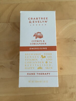 BNIB CRABTREE & EVELYN CITRON & CORIANDER ENERGISING HAND THERAPY CREAM 3.45 oz