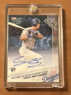 2017 TOPPS NOW #356A CODY BELLINGER AUTO # 42/49 1ST DODGERS ROOKIE TO HIT CYCLE