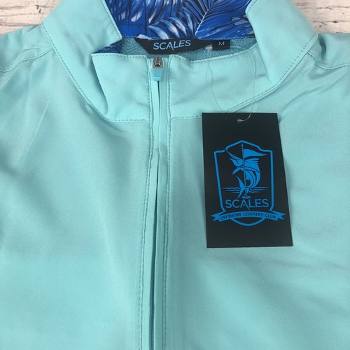 NEW SCALES Mens GOLF JACKET 1/4 ZIP PULLOVER SIZE M Aqua POCKETS NWT - Picture 4 of 12