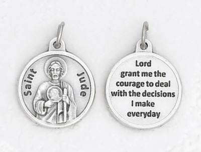 Saint St. Jude - Lord Grant me the courage.... - Silver Tone Round- Medal 