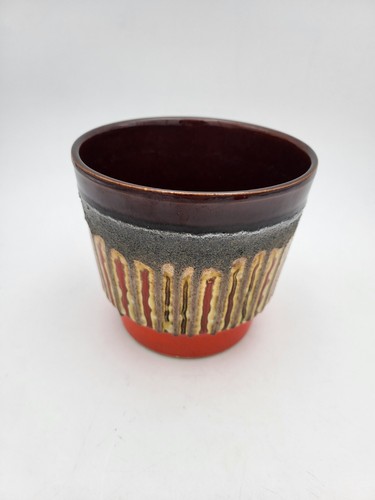 2 x fat lava ceramic flower pot planter ø14 cm German pottery WGP 70s - Picture 7 of 10