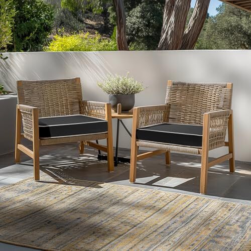 Waterproof Outdoor Chair Cushions for Patio Furniture Set 19 x 19 x 3 IN Black - Picture 8 of 8