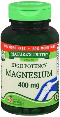 Nature's Truth Magnesium 400 mg Quick Release Softgels Extra Strength 72 EA