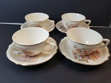 Colonial Kitchen By Homer Laughlin 2 3/8" Cups And Saucers Gold Trim