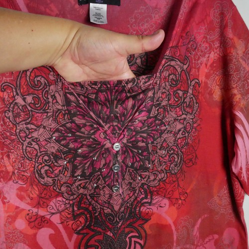Tunica manica corta Comportamento appropriato taglia XXL design BOHO top strass - Foto 6 di 14