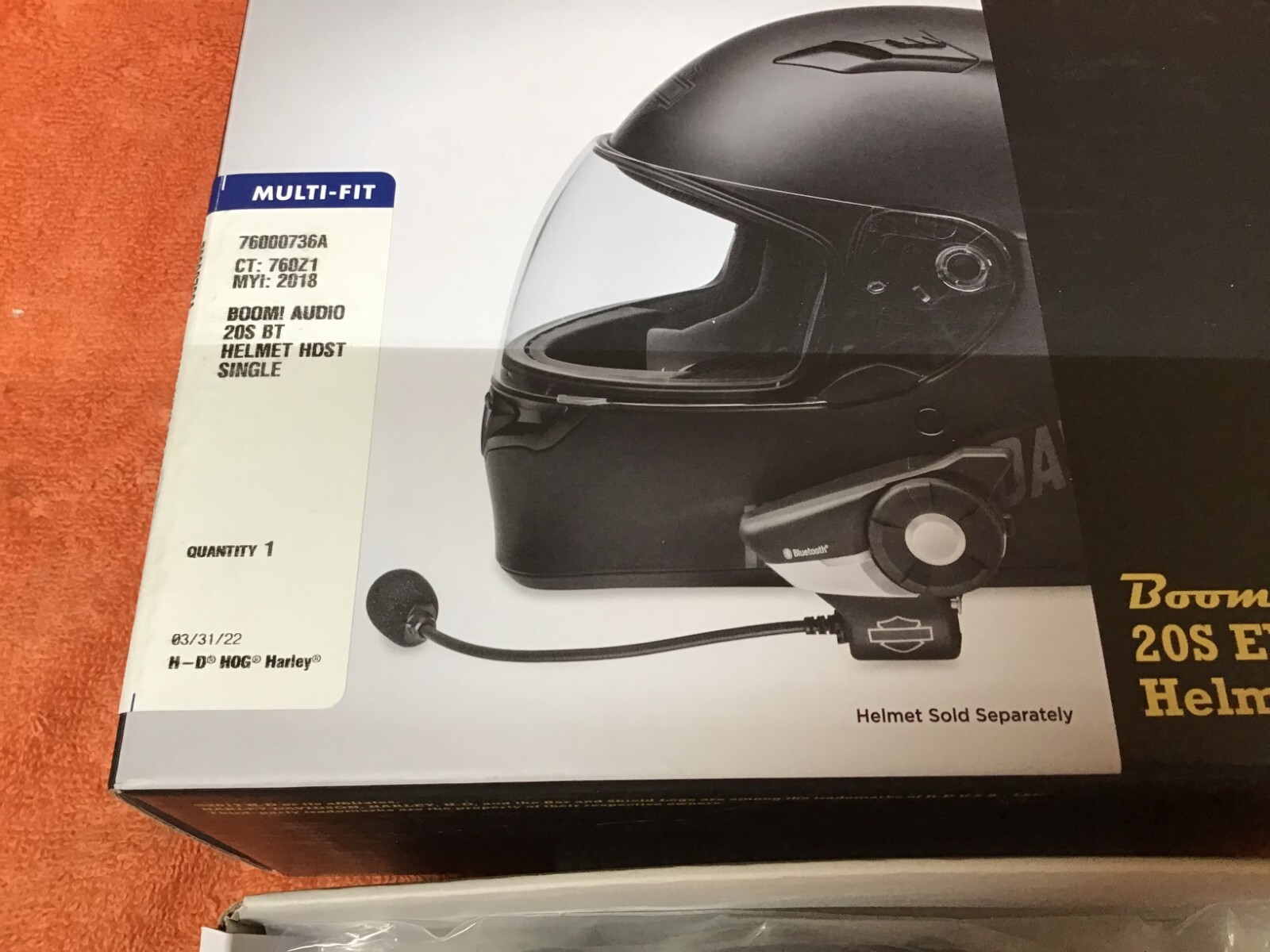 Harley Davidson 76000736A Boom! Audio 20S BT Helmet HDST Single Headset