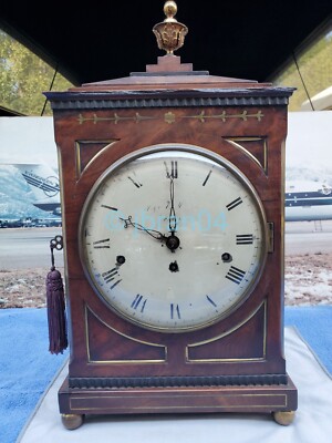 Triple Fusee c1820s Rare Antique Regency English Bracket Clock Mahogany 9 bells