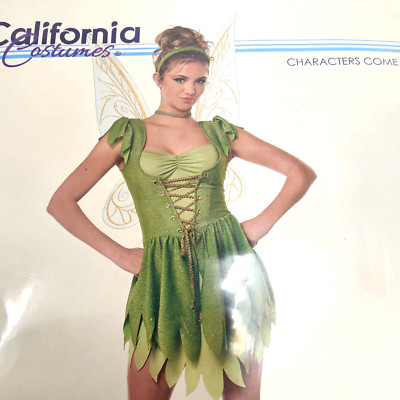 Women's Medium Green Tinkerbell California Costume Classic Peter Play Halloween
