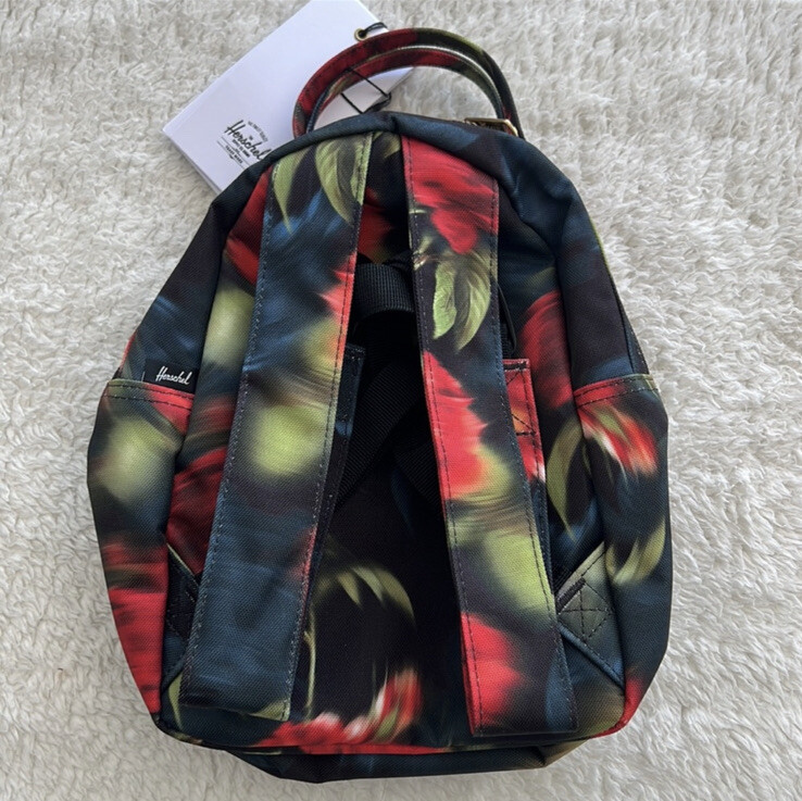 Herschel Supply Co. Mini Nova Backpack Blurry Roses Red/Black Gold Hardware HERSCHEL Nova MINI BACKPACK School Bag BLURRY ROSES Red  main image 4
