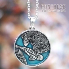 Couple Koi Fishes Necklace Swimming in BluePond Pendant Jewelry By Controse