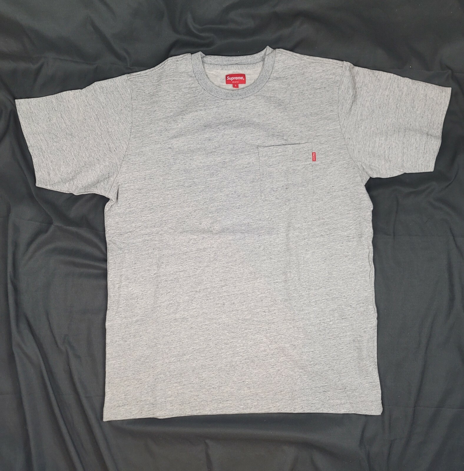 Supreme S/S Pocket Tee Size Large BRAND NEW Heather Grey Cotton Slub Jersey