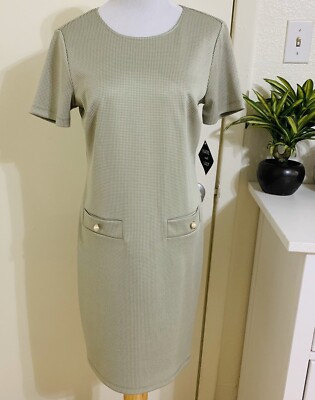 Kate & Lily NWT Checkered Sheath Dress In Light Green/White Sz. 8 Modest  Classic | eBay