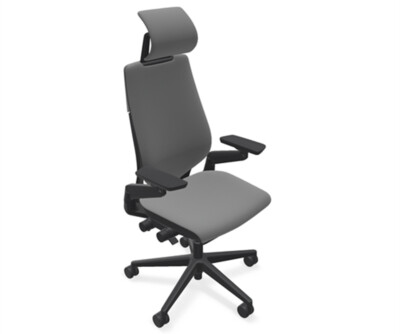 Steelcase Gesture Adj Headrest Task Desk Chair Black Frame Graphite 5S25 Fabric