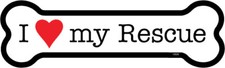I Heart Love my Rescue Dog Bone shaped Car Fridge Magnet 2"x7" Made in USA