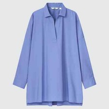 BNWT UNIQLO WOMEN BLUE 100% COTTON COLLARED TUNIC SHIRT SIZE XL UK SIZE 20/22