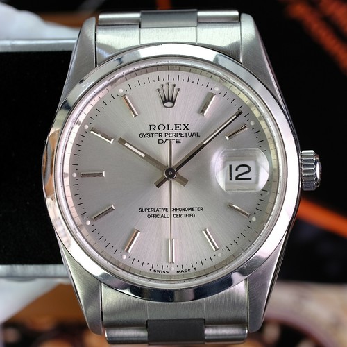 Rolex Date 15200 Unisex Watch Siver Index Dial Smooth Bezel Oyster Band w/  Paper | eBay