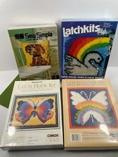 Wonderart Kristi Yarn Latch Hook Butterfly Rainbow Puppy Swan Sealed Lot 4 Kits
