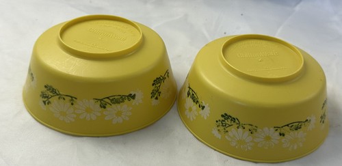 ChiffonWare 1973 Margarina Margherita Fiori Ciotola Plastica Giallo Amoco Set 2 Vintage - Foto 9 di 15