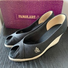 Vintage Famolare Wedge Sandals Azuma Black 7.5
