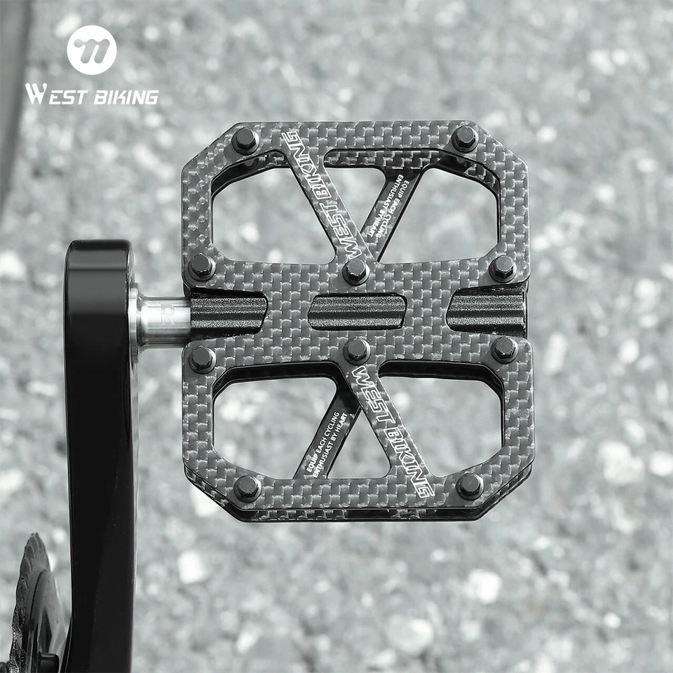 Pedales para bicicleta de carretera T700 fibra de carbono 3 rodamientos bicicleta ciclismo plataforma pedales Foto 3 de 4
