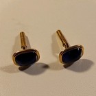 Vintage Krementz Men Cufflinks 14k Gold Overlay Blue Ruby Red Moonglow Art Glass — photo 1