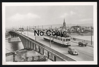 #2265 Postcard Bonn View of Bridge and Beuel Tram Old Car